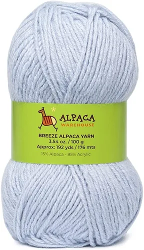Miniatura 12 de Mezcla de lana de alpaca, 1 madeja de 3.53 onzas, peso peinado, celestial, suave y perfecto para tejer y tejer a ganchillo (aguamarina, peso peinado)