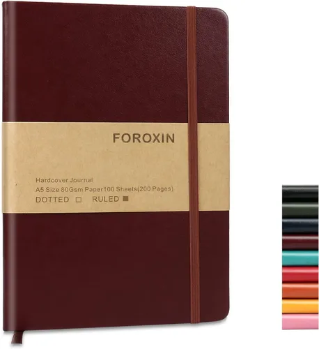 Miniatura 30 de Cuaderno de diario en blanco, negro, 160 páginas, tamaño mediano de 8.3 x 5.7 pulgadas, papel grueso de 3.53 oz/m², tapa dura