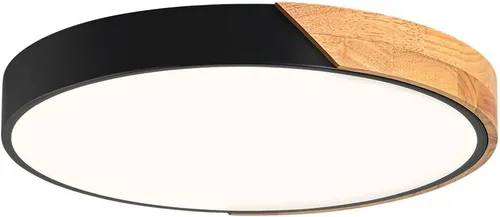 Miniatura 25 de Moderna lámpara de techo de madera regulable, LED minimalista 5CCT 2700K-6000K, lámpara de techo empotrada, lámpara de iluminación redonda para Negro