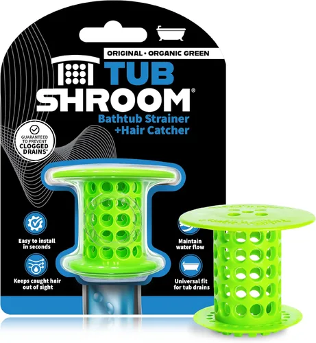 TubShroom Colador Captador de Cabello para Desagüe de Bañera, Verde – Protector de Desagüe y Captador de Cabello para Desagües de Baño, Se Adapta a