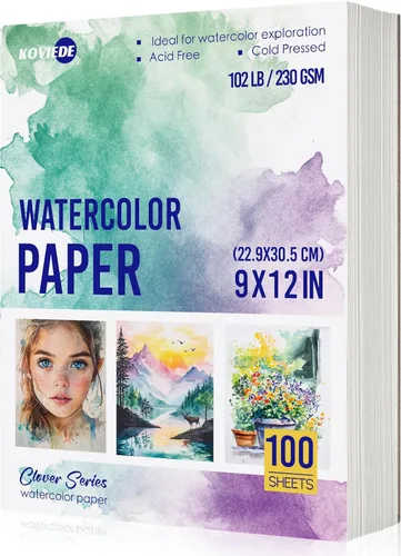 Miniatura 9 de KOVIEDE 100 hojas de papel de acuarela de 8.5 x 11 pulgadas, 102 libras/230 GSM, papel de práctica de prensa en frío para estudiantes