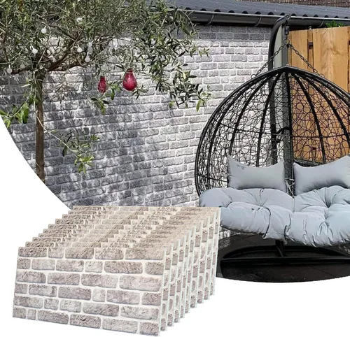 Miniatura 47 de Dundee Deco Paneles de pared 3D de ladrillo sintético, revestimiento de pared con aspecto de piedra roja, gris y marrón, espuma de poliestireno