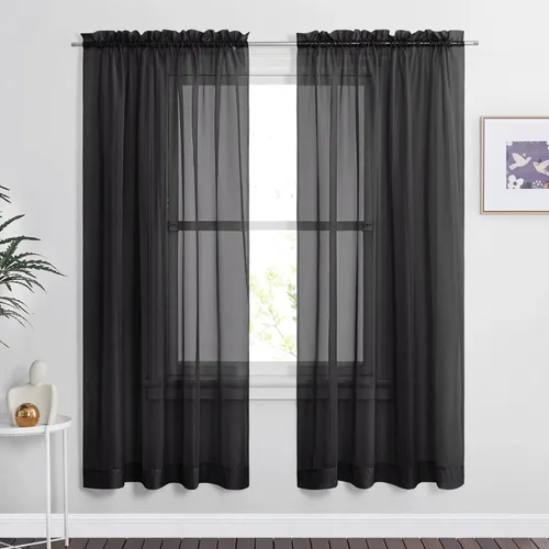 Miniatura 12 de NICETOWN Cortinas traslúcidas blancas de 63 pulgadas de largo para dormitorio, cortinas de gasa translúcida con bolsillo para barra, paneles