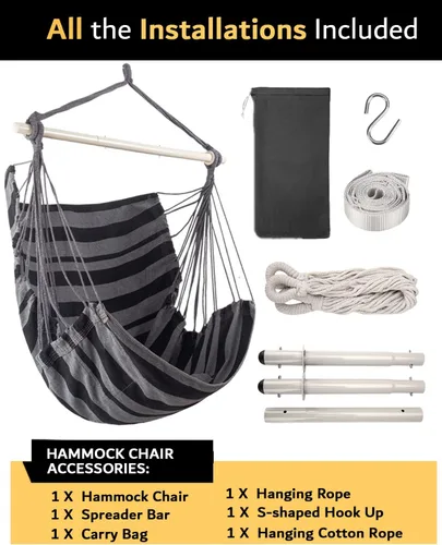 Miniatura 6 de Silla de columpio con cuerda colgante Lulladle - Silla de hamaca para dormitorios - Silla de columpio para interior - Silla colgante para exterior