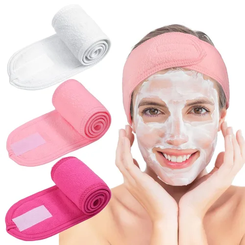 Miniatura 9 de Whaline Diademas faciales de spa, 3 piezas, diadema de tela de toalla suave y ajustable para lavado de cara, ducha, cubierta facial, yoga