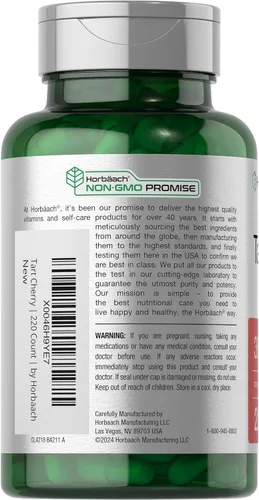 Miniatura 3 de Horbaach - Extracto de cereza agria 220 cápsulas Suplemento de hierbas tradicionales sin OMG y sin gluten