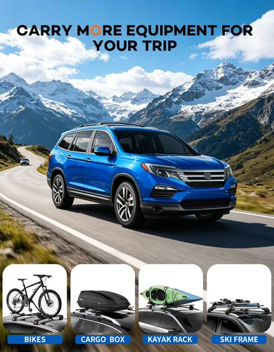 Miniatura 6 de Wonderdriver - Barras transversales de techo compatibles con Honda Pilot 2016-2022 con rieles empotrados, portaequipajes de aluminio para techo