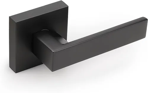 Miniatura 17 de KNOBWELL Paquete de 2 palancas cuadradas de privacidad con cerraduras (sin llaves), manija de puerta de privacidad negra, para dormitorio y baño
