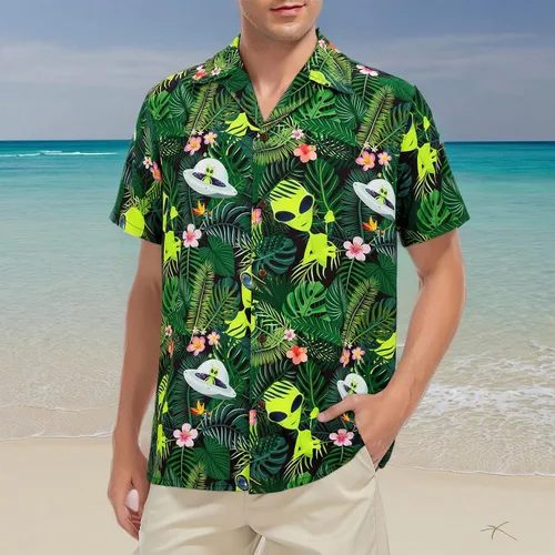 Miniatura 85 de Camisa hawaiana para hombre, con estampado floral, cómoda, con botones, casual, manga corta, ropa de playa para hombre