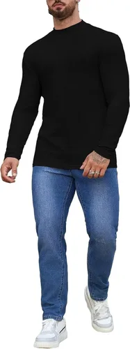 Miniatura 3 de Camisas casuales de cuello alto falso para hombre, de manga larga, suaves y transpirables