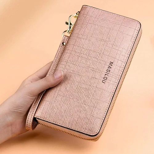 Miniatura 3 de Cartera para mujer cartera grande para teléfono celular bolsillo largo para tarjetas monedero monedero bloqueo RFID con cremallera bolso de mano