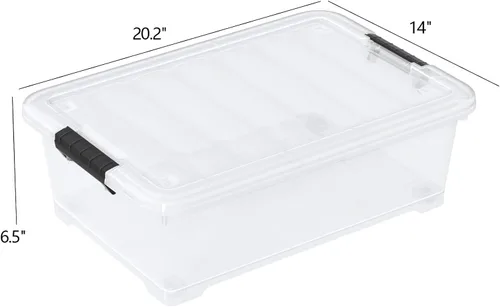Miniatura 3 de Paquete de 3 cajas de almacenamiento transparentes de 20 cuartos de galón con ruedas, contenedores de plástico debajo de la cama con tapas