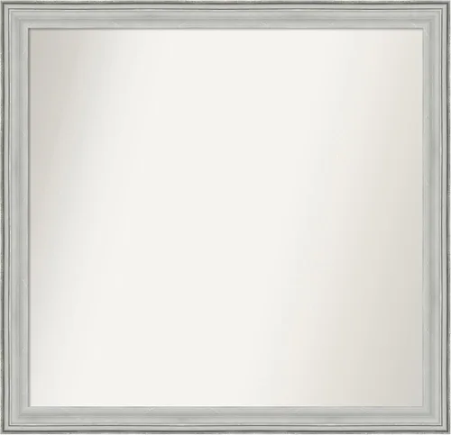 Miniatura 388 de Amanti Art Espejo de baño plateado para sobre fregadero, 25 x 25 pulgadas, espejo de tocador cuadrado estrecho de níquel cepillado, marco de madera