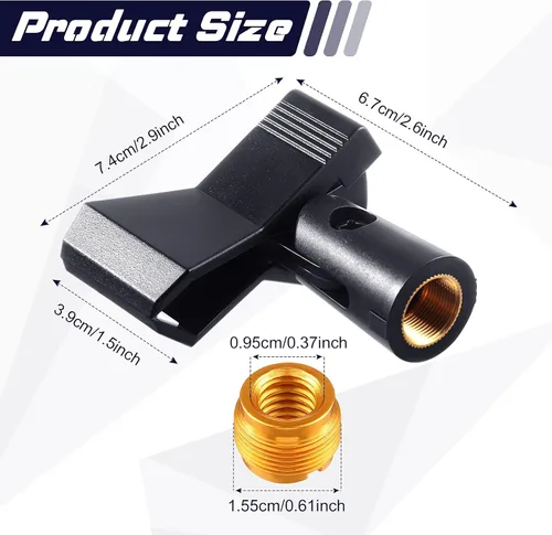 Miniatura 2 de 4 clips de micrófono para soportes con 4 adaptadores ajustables, soporte de micrófono, abrazadera de soporte de micrófono inalámbrico con adaptador