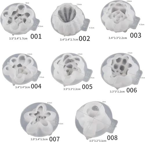 Miniatura 6 de Paquete de 8 moldes de silicona para suculentas de flores, moldes de silicona para decoración del hogar y fabricación de velas, molde en espiral