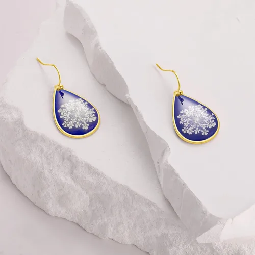 Miniatura 56 de Forget-Me-Not and Queen Anne's Lace Pressed Wildflower Earrings Pressed Flower Earrings Handmade Drop and Dangle Earrings Gift for Woman