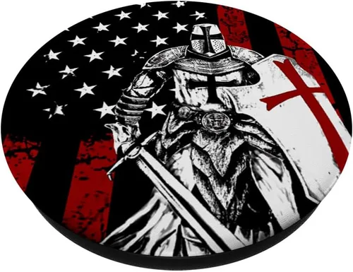 Miniatura 2 de Knight Templario Bandera Americana PopSockets Swappable PopGrip