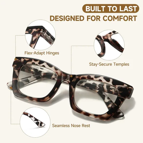 Miniatura 3 de Gafas de lectura de ojo de gato para mujer, paquete de 3 lectores de luz azul con bisagra de resorte, elegantes anteojos de computadora