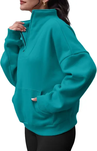 Miniatura 4 de Trendy Queen Sudaderas con media cremallera, sudaderas con capucha de gran tamaño, suéteres de otoño 2023 Y2K ropa de invierno