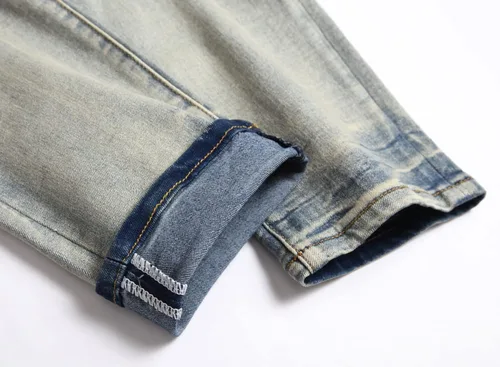 Miniatura 7 de OIIIO Jeans elásticos rasgados de ajuste regular para hombre