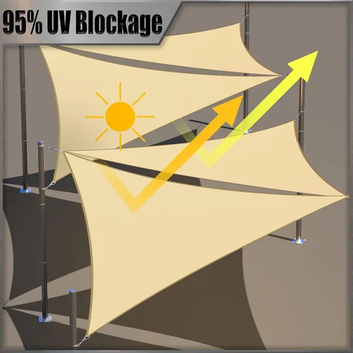Miniatura 3 de Amgo Toldo Vela Triangular Beige de 4' x 4' x 4' Tamaño Personalizado Impermeable Protector Solar Pedido para Hacer UPF50+ AMTADT16 Toldo Parasol