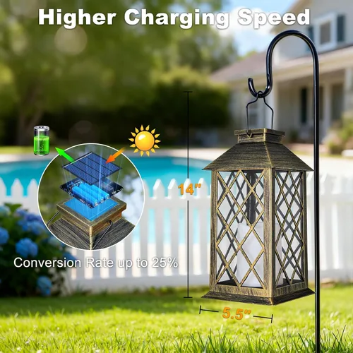 Miniatura 5 de TAKE ME Faroles solares de 14 pulgadas para exteriores, impermeables, para jardín, sin llama, para mesa, al aire libre, fiestas, regalos del día