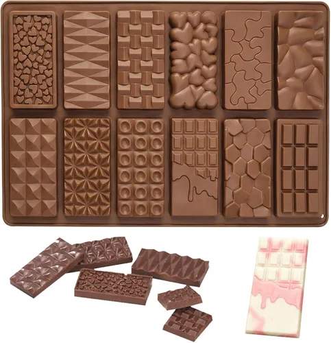 Miniatura 11 de 5 Piezas de Moldes de Silicona Separables para Chocolate, Molde Cuadrado de Silicona, Molde de Barra de Chocolate de Caramelo Antiadherente, Molde