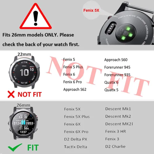 Miniatura 2 de ANCOOL Correa de reloj para Fenix 7X/Fenix 6X/Fenix 5X/Fenix 8 de 2.008 in, bandas de ajuste rápido de 1.024 in compatibles con Fenix 6X Pro/7X