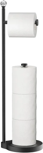 Miniatura 9 de Kasunto Soporte de papel higiénico para baño, almacenamiento de papel higiénico de metal con peso pesado, soporte libre de pie con esfera de F
