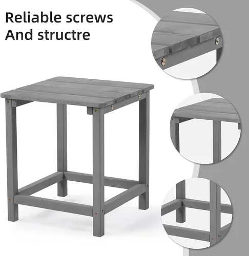Miniatura 4 de Mesa auxiliar de madera para exteriores, mesa auxiliar de jardín para patio, mesa de centro para interiores o exteriores