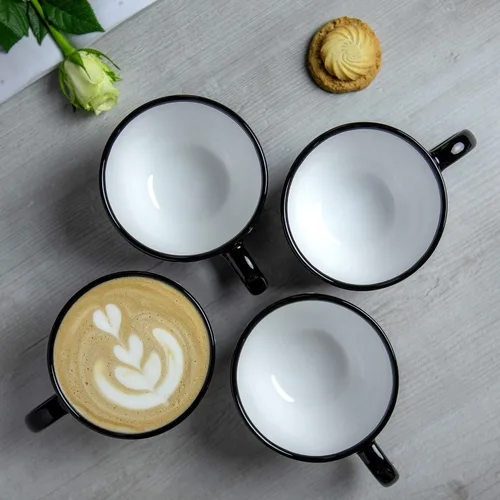 Miniatura 5 de City to Cottage Taza de cerámica hecha a mano con diseño de lunares blancos y negros, extra grande de 17.5 onzas, capuchino de cerámica, café, té