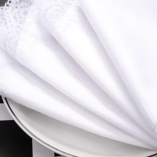 Miniatura 6 de Pañuelo de 24 piezas para mujer con encaje blanco puro con borde de encaje para mujer (estilo A), Estilo a