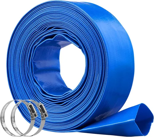 Miniatura 11 de Manguera de Descarga VEVOR, 3" x 105', Manguera de PVC Plana, Manguera de Retrolavado y Drenaje Resistente con Abrazaderas, Resistente a
