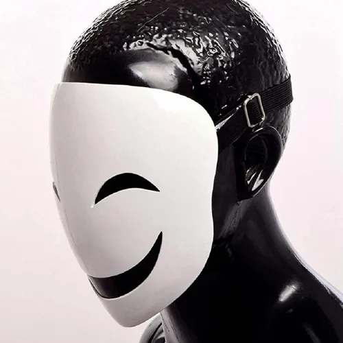 Miniatura 5 de CAFELE Máscaras japonesas de invasión de talle alto, cosplay, francotirador, Tenkuu, Shinpan, máscaras de sonrisa blanca para Halloween, accesorios