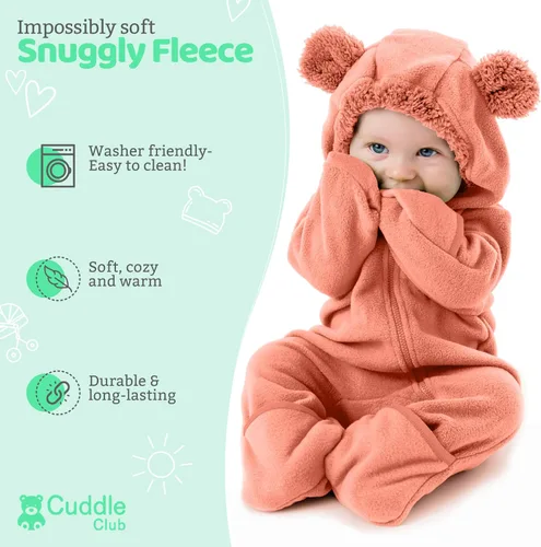 Miniatura 50 de Enterizo de vellón para bebé, rómper de una sola pieza con capucha para niños, ropa para exteriores, chaqueta infantil