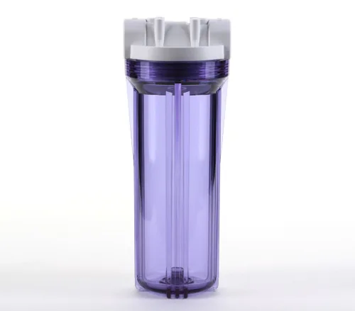 Hydronix HF3-10CLWH14, vivienda transparente de 10 "con casquillo blanco de la costilla para los sistemas del RO y de la filtración, puertos de 1/4"