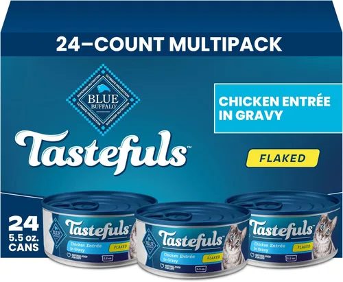 Miniatura 13 de Blue Buffalo Tastefuls - Paquete variado de alimento húmedo natural para gatos, atún, pollo y pescado y camarones en hojuelas en salsa, latas de 5.5