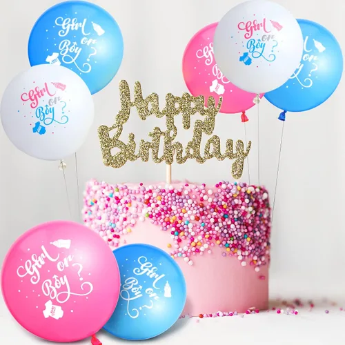 Miniatura 4 de 60 globos de revelación de género para niñas o niños, globos de látex para fiesta de revelación en blanco, rosa y azul, suministros para decoración