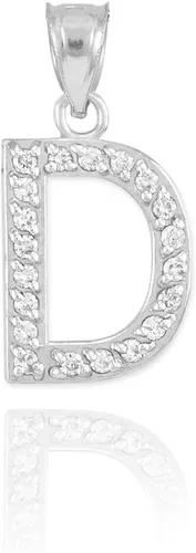 Miniatura 32 de Claddagh Gold . Collar con colgante de letra inicial de plata de ley 925 con circonita cúbica - Elección de tamaños