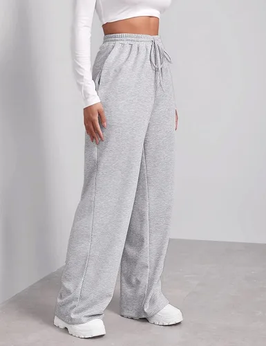 Miniatura 4 de FACDIBY Pantalones deportivos de pierna ancha para mujer, elásticos, de cintura alta, con cordón y bolsillos