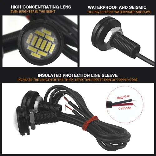 Miniatura 2 de 10 unids 0.709 in coche Eagle Eye DRL Led diurna Correr luces LED 12V copia de seguridad reversa señal de estacionamiento lámparas de automóviles
