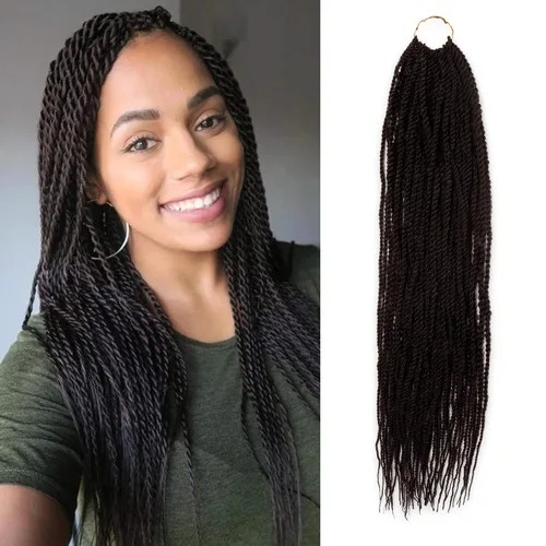 Miniatura 10 de AU-THEN-TIC Cabello senegalés con trenzas de ganchillo de 22 pulgadas, 6 paquetes de 40 mechones por paquete, extensiones de cabello de ganchillo