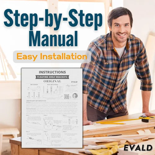 Miniatura 5 de EVALD Soporte de estante flotante estándar Soportes de 6 pulgadas para estantes con anclajes y tornillos Soportes de estante invisibles
