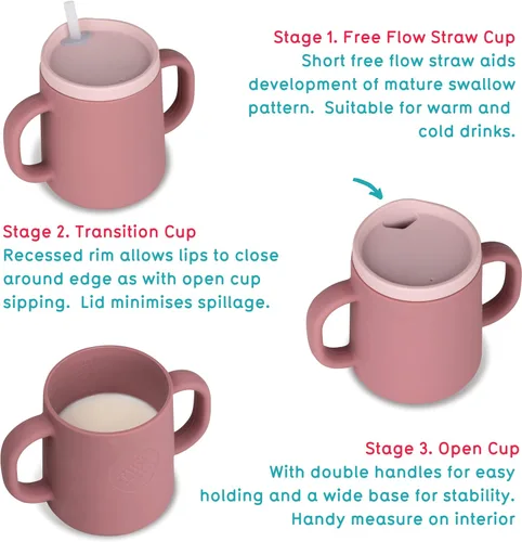 Miniatura 2 de TUM TUM Vaso entrenador de bebé de 3 vías, diseñado con especialista en alimentación, 6.1 fl oz (rosa)