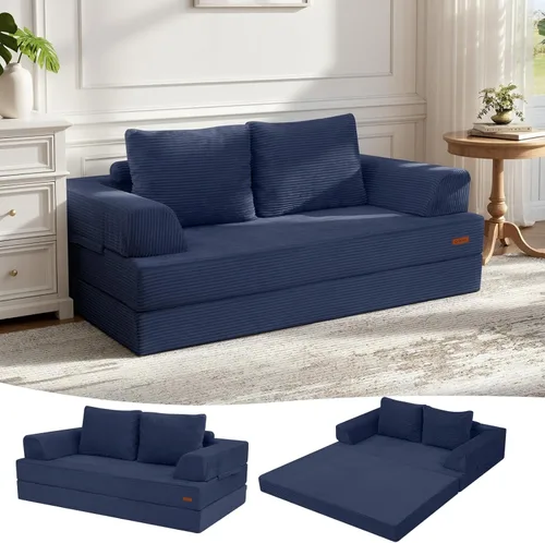 Miniatura 15 de COMAX Sofá cama futón, sofá cama convertible 4 en 1, sofás deshuesados para sala de estar, sofá biplaza plegable pequeño plegable que ahorra Gris
