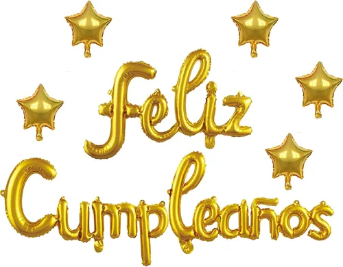 Miniatura 16 de Cartel de globos de Feliz Cumpleanos con 5 globos de estrella temática de fiesta