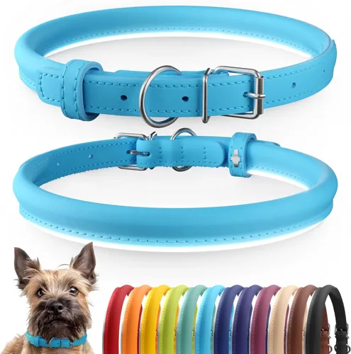 Miniatura 69 de CollarDirect Collar de perro con tachuelas, collares de cuero para mascotas para perros pequeños, medianos y grandes, acolchado suave, marrón, negro