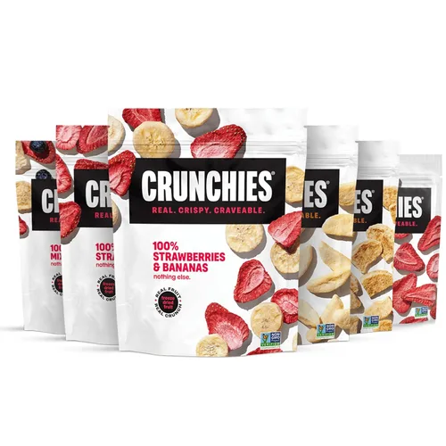 Crunchies Frutas Liofilizadas, Fruta Crujiente 100% Totalmente Natural, Sin OGM y Kosher, Paquetes de Aperitivos de Fruta Liofilizada Resellables,