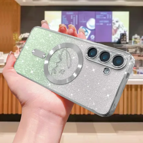 Miniatura 11 de ZONRW - Funda para Samsung Galaxy S22 Ultra magnética, para mujeres y niñas, cubierta trasera suave, lujosa, con corazón de amor, bling, degradado