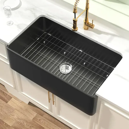 Miniatura 11 de Miuara Fregadero de Granja 30 Pulgadas - Fregadero de Cocina Delantal Blanco Montado Inferior Reversible 30"x20"x10", Estilo Casa de Granja Tazón
